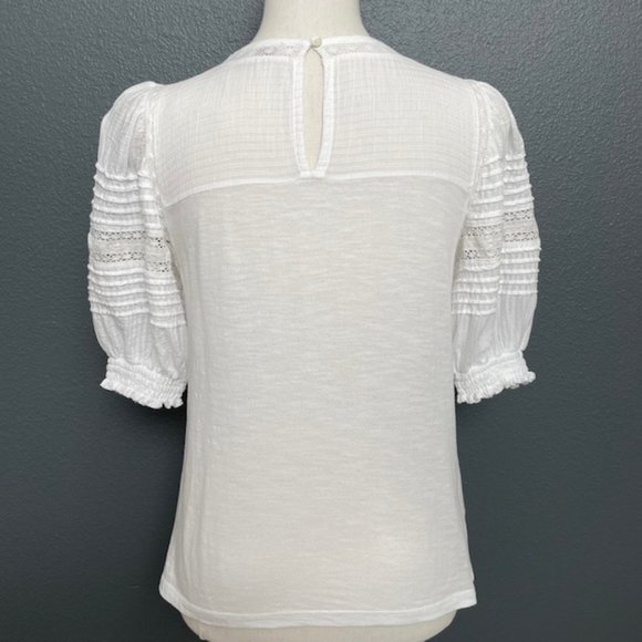 Pretty, Detailed White Cotton and Lace Puff Sleeve Blouse/Top - Picture 4 of 8